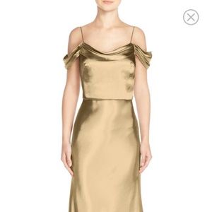 Sabine Draped Pleat Neck Charmeuse Gown